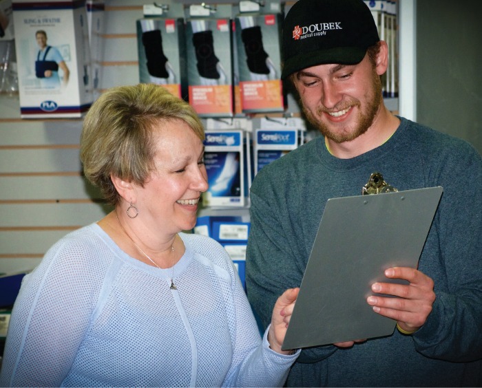 Woman visiting the Doubek Showroom