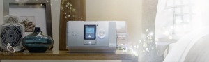 View of Air Curve™ 10S HumidAir CPAP sitting on a beside table