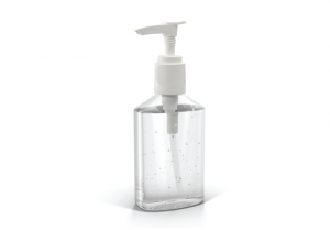 Pump bottle of hand sanitizer