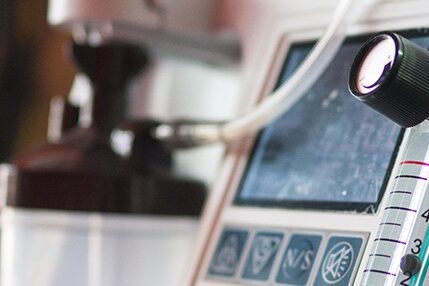 Close up of a stationary oxygen concentrator