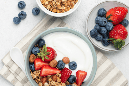 Image of berries in yogurt