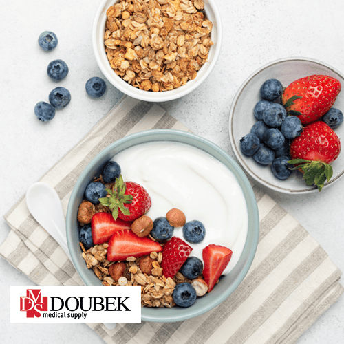 Image of berries in yogurt