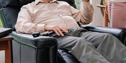 Older man in a lift chair