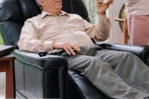 Older man in a lift chair