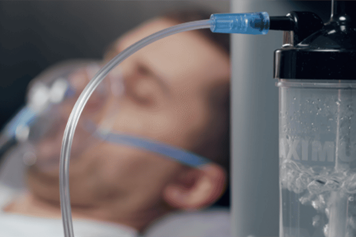 A man on home oxygen therapy